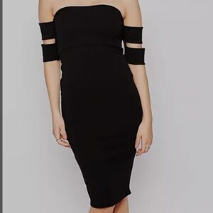 Boohoo bardot detail bandeau bodycon dress.